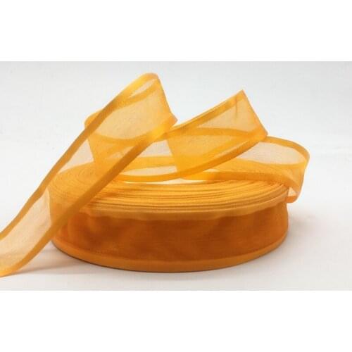 Wholesale 5Yards 1"(25mm) Orange Broadside Organza Ribbon Bow Wedding Christmas Party Wrapping Decoration Lace Crafts