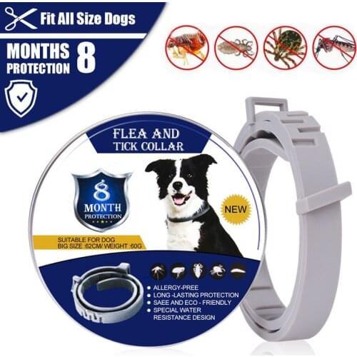 Flea and Tick Collar for Dogs 8-Month Tick and Flea Control for cats Adjustable Pet Mosquitoes Repellent Insect Control Outdoor