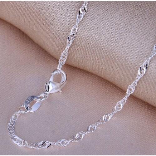 Sterling Water Wave Chain Necklace For Women Jewelry Accessories Necklace 16 22 26 30 inch Long Necklace Pack of 3pcs