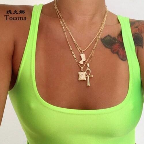 Tocona Bohemian Gold Head Geometric Pendant Necklace for Women 2020 Trendy Multilayer Party Jewelry Gift Accessories 9491