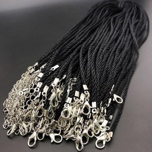 Black Leather Braided rope Braid Necklace Cords With Lobster Clasp For DIY Jewelry Neckalce Pendant Craft Jewelry