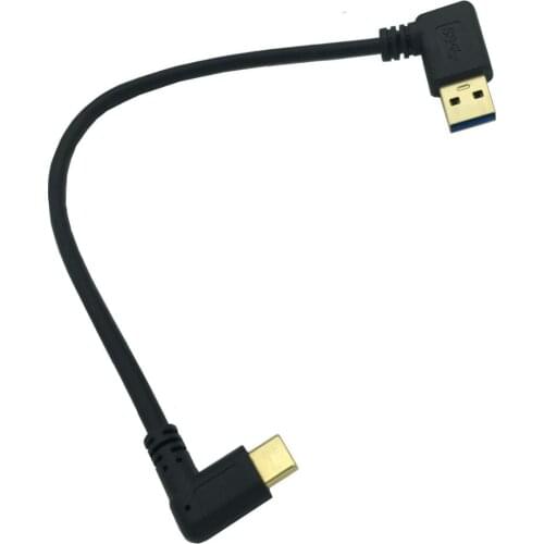 Gold Plated 90 degree Right Angle USB 3.0 (Type-A) Male to USB3.1 (Type-C)Male USB Data Sync & Charge Cable Connector(Black)