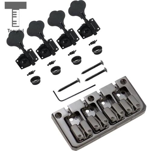 Adjustable Hardtail Bridge with 4R Tuning Peg for Electric Bass Guitar