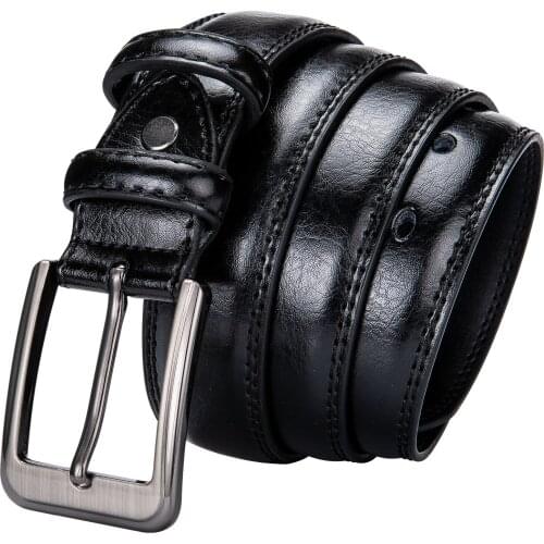 Alloy Pin Buckle Belts for Men Solid Black Single Prong Buckle Belt Retro Waist Strap Unsex Belt for Jeans ZK-2003 Barry.Wang