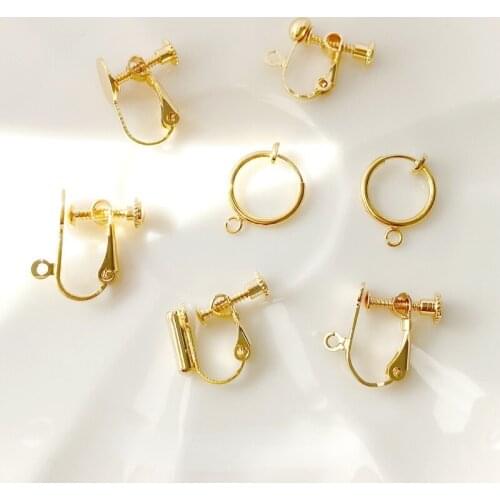 18K gold-covered no pain and no piercing round screw ear clip earrings turn ear clip DIY earrings earrings basic materials