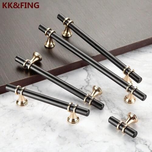KK&FING Modern High-end Wardrobe Cabinets Handles Extended Cupboard Handles Drawer Knobs Black Furniture Pulls Kitchen Hardware