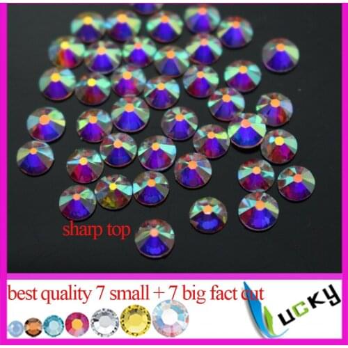Best quality 1440pcs ss20 nail rhinestones crystal ab non hotfix flat foiled back strass with 7 big and 7 small face cut