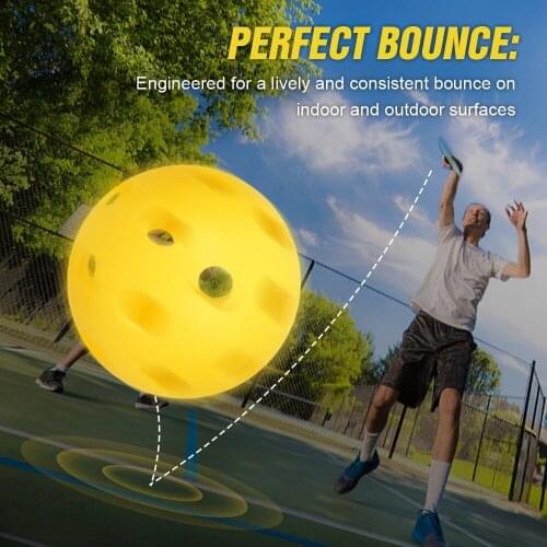 Light Weight 26 Holes Indoor Pickleball Ball 6 pcs Pack Yellow Color