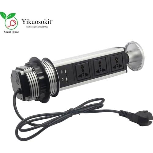 Pulling Up Tabletop Table Hidden Socket 3 Universal power outlet+2 USB Charger For Office Home Workstop Accept Customized