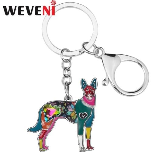 Weveni Alloy Enamel Mexican Hairless Dog Key Chains Standing Animal Key Rings Jewelry For Women Girls Teens Charm Gift Accessory