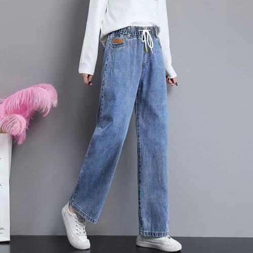 Woman Jeans Pants Junior And Middle School Students Spring And Autumn 2021 Straight Loose Trousers Pantalones Vaqueros Mujer