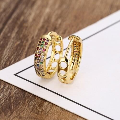 New womens hoop earrings colorful earrings copper cubic zirconia rainbow earrings for women jewelry gift dropshipping
