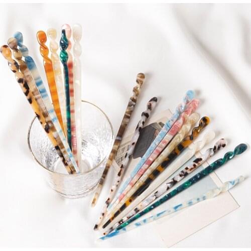 15 Stlyes Acetate Hairpins For Women Girls Hairstyle Tools Geometric Marble Leopard Hair Stick 2021 New Fashion Hair Accessories