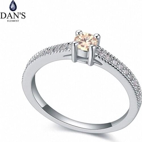 DANS Real Austrian Crystals Brand AAA Zirconia Micro Inlays Fashion Ring for women New Geometric 110733champagne