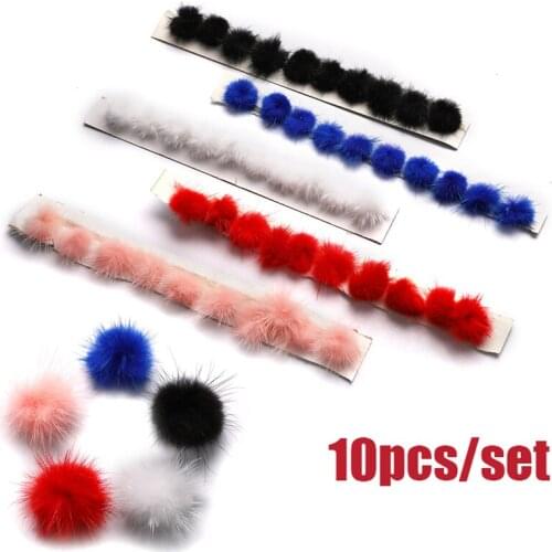 10PCS Nails Art Decorations Mini Pom Poms Mink Fur Ball DIY Pompones Sewing Supplies