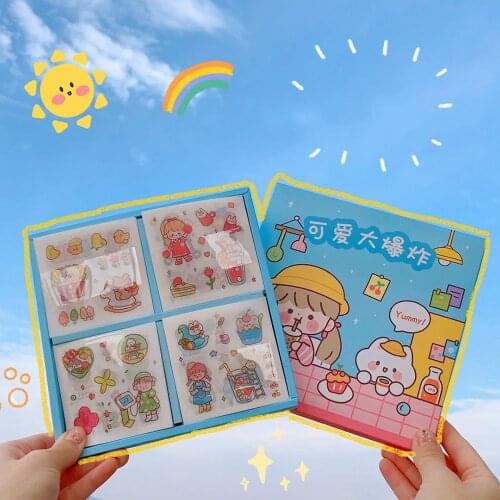 100pcs/box Cute Creative DIY Scrapbooking Stickers Kawaii Notebook Journal Diary Earphone Decorative Sticker School Stationery