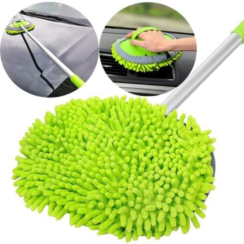 2 In1 Chenille Microfiber Car Wash Mop Mitt With Aluminum Alloy Long Handle Brush Duster Cleaning Brush Tool For Car Truck