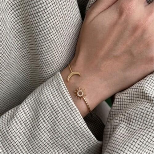 2021 Fashion 925 Sterling Silver Adjustable Crystal Star Moon Charm Bracelet &Bangle For Women Wedding Jewelry sl162