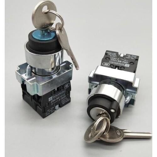 22mm XB2-BG33/XB2-BG21 3 Position/2 Position Key Select Button Switch NO/NC Metal Knob Switch Rotary Switch