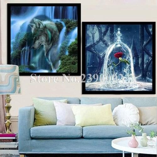 5D Diamond Painting Cross Stitch Wolf Red Rose Christmas Decor For Home DIY Diamond Embroidery Santa Claus Pattern Rhinestone