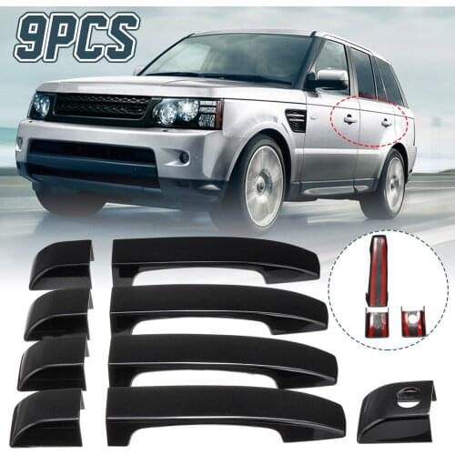 9pcs Gloss Black Door Handle Covers Trim For Land Rover Range Rover L322 2002 2003 2004 2005 2006 2007 2008 2009 2010 2011 2012
