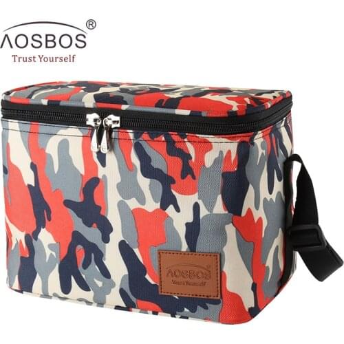 Aosbos Newest Shoulder Cooler Bag Camo Picnic Bags For Food Drink Fruit Trips Insulation Thermal Bag for Women men Ice Pack
