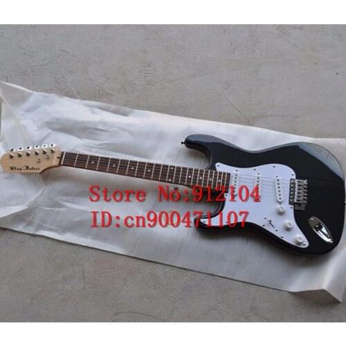Free shipping new Big John Left hand single wave electric guitar in black with basswood body and rosewood fingerboard F-1945