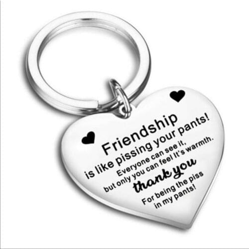 Stainless steel heart-shaped friendship Engraved Letters keychain love pendant to best friend