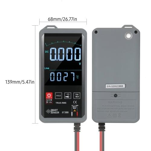 SMART SENSOR ST388 Digital Autoranging LCD Digital Multimeter with Audible NCV True RMS 6000 Counts