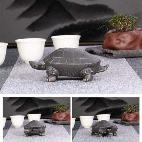Long Neck General Tortoise Creative purple clay tea Pet figurine creative yixing zisha for tea tray teaboard home decor statue
