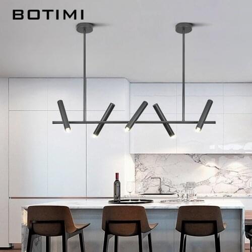G9 Adjustable Aluminium Cord Pendant Lights For Dining Long Black Metal Bar Pendant Lamp Simple Suspension Kitchen Luminaries