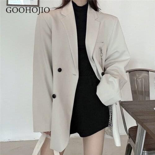 GOOHOJIO 2021 New Spring Autumn Fashionable chic Blazer Women Temperament Oversized Blazers Women Long Sleeve Blazers for Women
