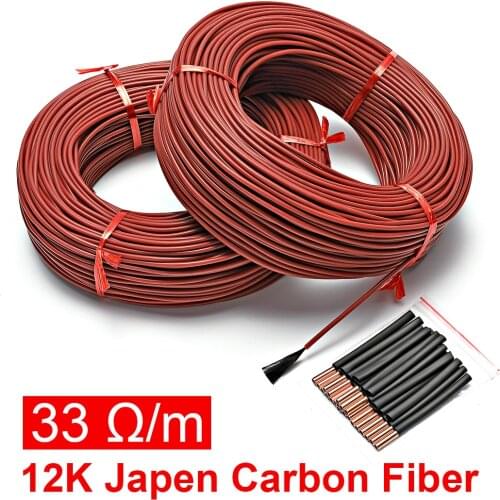 10 to 100 Meters 12K Floor Warm Heating Cable 33ohm/m Carbon Fiber Heating Wires heating wire coil