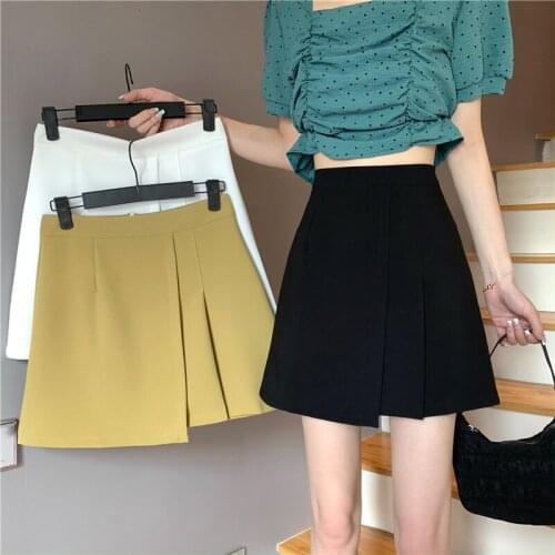 Short Skirt Female Irregular Black A-line Skirt Female Summer New Style Skirt High Waist Korean Short Skirt Pleated Skirt Tide