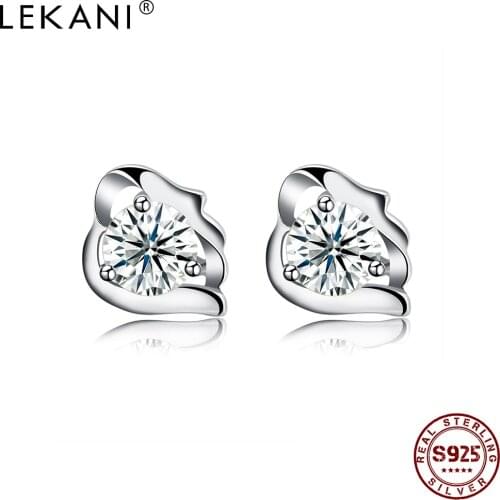 LEKANI 925 Sterling Silver Earrings 2020 Fashion Design Zircon Studs For Women Earrings Hot Sale Romantic Anniversary Gift