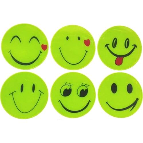 Cute Smiling Face Bicycle decal Reflective Sticker Night Riding Safety Sticker Decoration Bicycle Access Mountain Bike Sticker