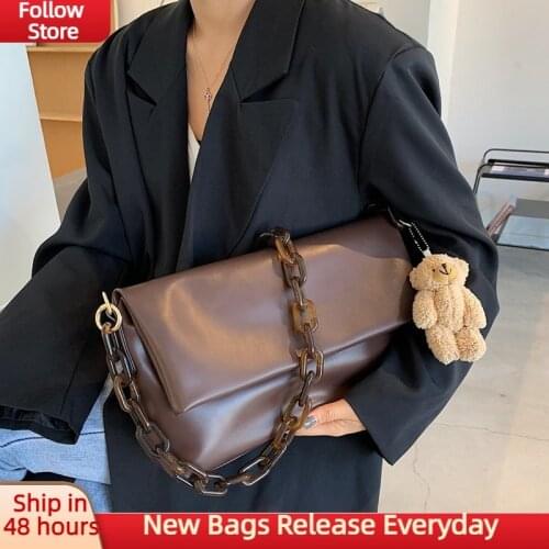 Medium Fashion 2020 Trend Womens Clutch Bag With Bear Clear Chain Shoulder Bag Crossbody Ladies Stylish Handbags Purse Branded