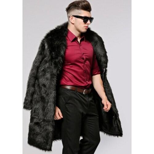 S-6XL New Fashion mens Faux Fur Coat Imitation fox Fur Coat Mens Winter Clothing Male Winter Trench Coat