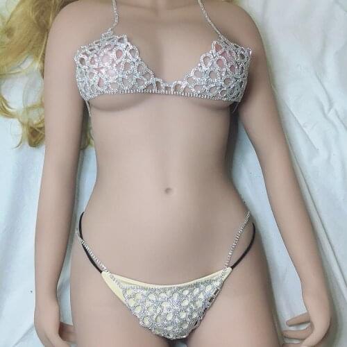 New womens fashion luxury sexy floral Rhinestone Crystal Body chain suit bikini beach romantic bra T-shirt jewelry