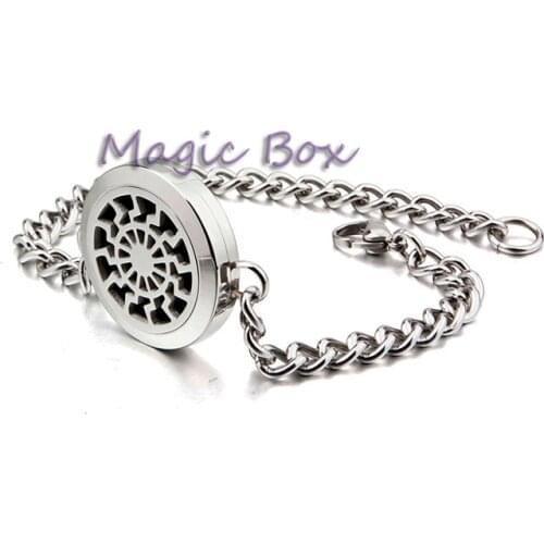 New arrive 316L stainless steel Round Aromatherapy difusser bracelet link chain bracelet with pad free shipping