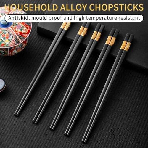 1 Pair Chinese style chopsticks tableware food stick alloy Catering utensils sushi sticks Non-slip Household Kitchen Utensils