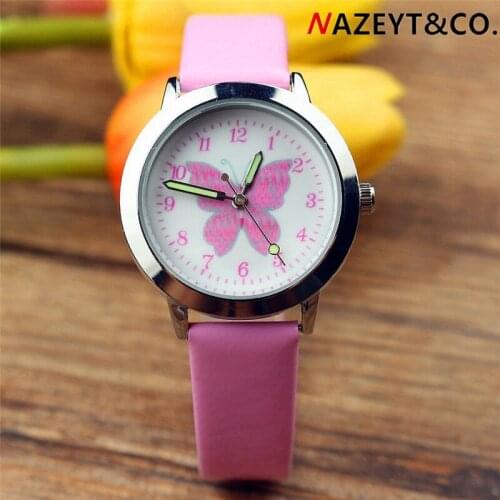 Hot style lovely children butterfly color belt wrist watch children cartoon simple digital quartz watch