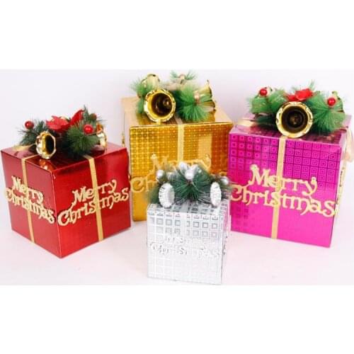 Merry Christmas Tree Ornament Colorful Christmas Gift Boxes with Bell Christmas Supplies