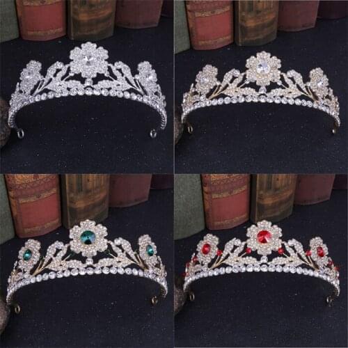 Full Rhinestone Bridal Rose Flower Tiara Fashion Golden Diadem for Women Wedding Dress Hair Jewelry Princess Crown accessories