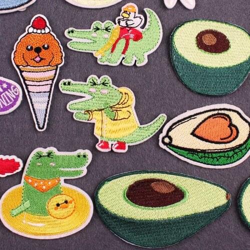 Cute Cartoon Fruit Animal Patch Embroidery Patch Iron On Patches For Clothing Stripes Badge Patches For Clothes Applique Decor