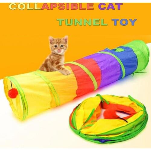 Folding Cats House Space-saving Oxford Cloth Multicolor Puppy Exercising Hiding Training Tunnel for Indoor Cat Toys Supplies