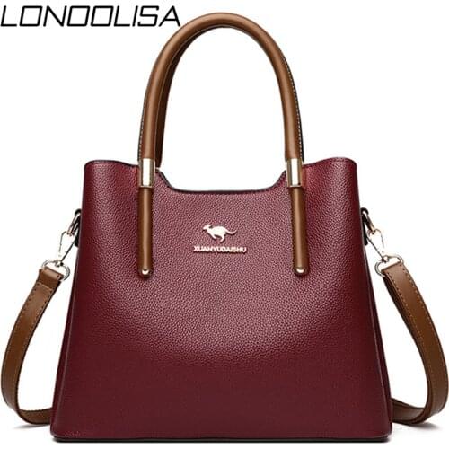 High Quality Leather Crossbody Bags for Women 2021 3 layers Ladies Purses and Handbags Casual Tote Top-Handle Shoulder Bags Sac