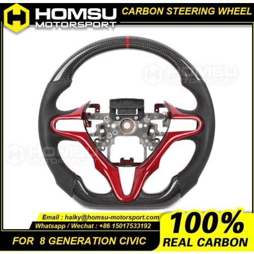 Custom Alcantar led carbon fiber LED steering wheel For honda 8 generation Civic racing wheel convertible