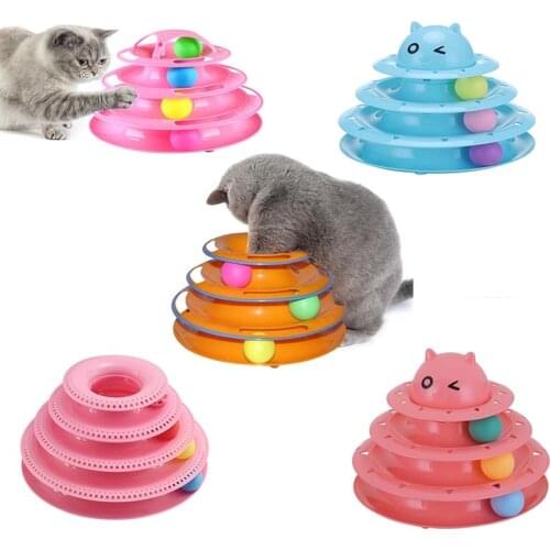 Funny Cat Pet Toy Cat Toys Intelligence Triple Play Disc Cat Toy Balls Cat Crazy Ball Disk Interactive Toy for IQ Traning