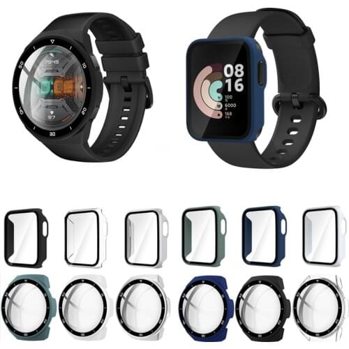 Hard Full Edge Glass Screen Protector Case Shell Frame For Xiaomi Mi Watch Lite/Redmi Color Sport Watch Protective Bumper Cover